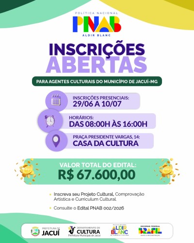 Inscrições Abertas para Agentes Culturais